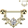 Nipple Piercing large vine dangle cubic zirconia prong setting