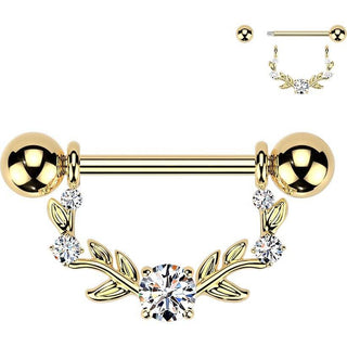 Nipple Piercing multi vine dangle cubic zirconia prong setting