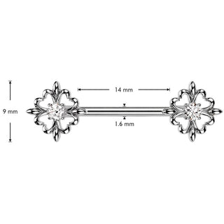 Nipple Piercing fleur de lis ends zirconia
