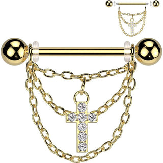 Nipple Piercing cross chain dangle