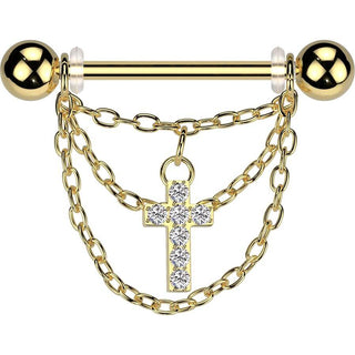 Nipple Piercing cross chain dangle