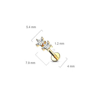 Labret Star Zirconia Internally Threaded