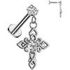 Labret cross zirconia dangle Internally Threaded