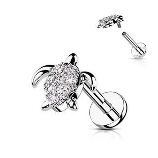 Labret Turtle Zirconia Internally Threaded