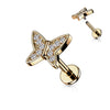 Labret Butterfly Zirconia Internally Threaded