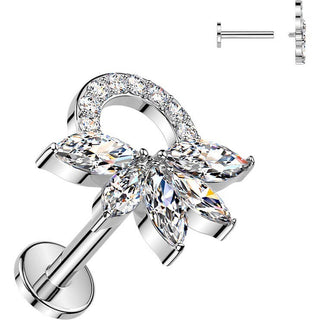 Labret 5 marquise cubic zirconia pave wreath Internally Threaded