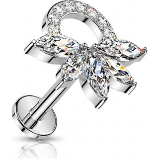 Labret 5 marquise cubic zirconia pave wreath Internally Threaded