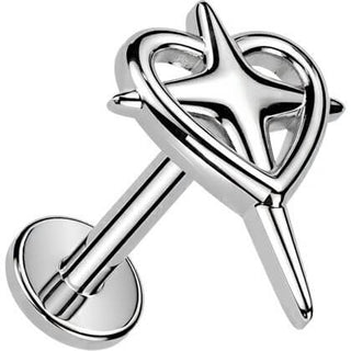 Labret heart cross Internally Threaded