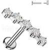 Labret 5 curved cubic zirconia prong setting Internally Threaded