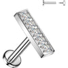 Labret 5 cubic zirconia bar prong setting Internally Threaded