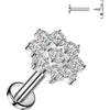 Labret 9 cubic zirconia flower Internally Threaded