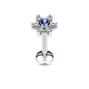 Labret Flower Zirconia Silver Internally Threaded