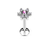 Labret Flower Zirconia Silver Internally Threaded