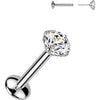 Titanium Labret round moissanite Push-In