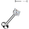 Titanium Labret square moissanite Push-In