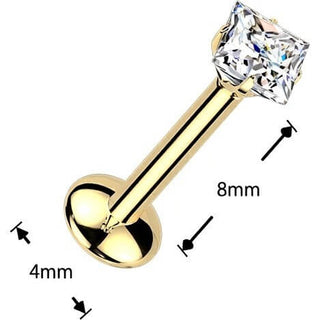 Titanium Labret square moissanite Push-In