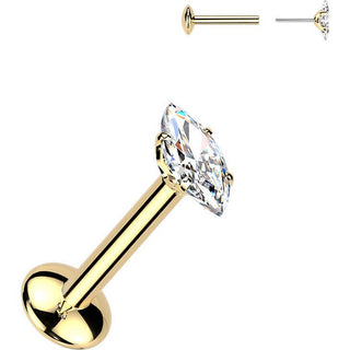 Titanium Labret marquise moissanite Push-In