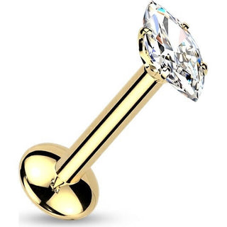 Titanium Labret marquise moissanite Push-In