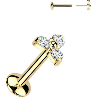 Titanium Labret trinity moissanite Push-In