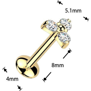 Titanium Labret trinity moissanite Push-In