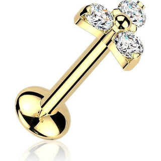 Titanium Labret trinity moissanite Push-In