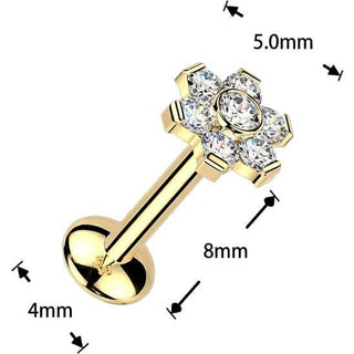 Titanium Labret flower moissanite Push-In