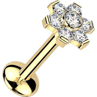 Titanium Labret flower moissanite Push-In