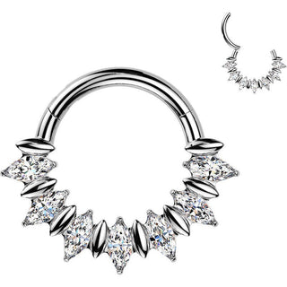 Titanium Ring front facing marquise moissanite fan Clicker