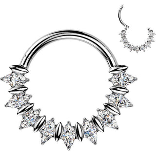 Titanium Ring front facing marquise moissanite fan Clicker