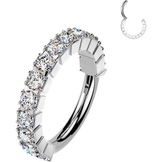 Titanium Ring outward facing pave moissanite Clicker