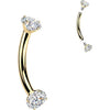 Titanium Curved Barbell prong set moissanite Internally Threaded