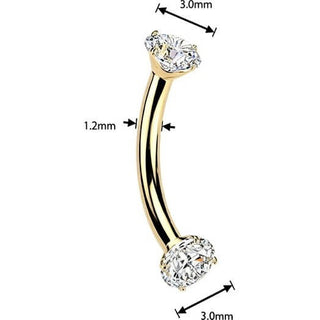 Titanium Curved Barbell prong set moissanite Internally Threaded