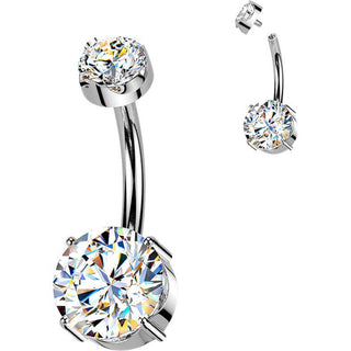 Titanium Belly Button Piercing moissanite prong setting Internally Threaded