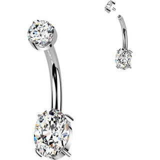 Titanium Belly Button Piercing moissanite oval Internally Threaded