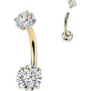 Titanium Belly Button Piercing double prong set moissanite Internally Threaded