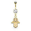 Piercing Nombril Pendentif Hamsa Zircone