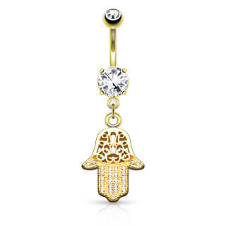 Belly Button Piercing Hamsa dangle Zirconia