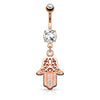 Belly Button Piercing Hamsa dangle Zirconia