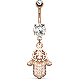 Belly Button Piercing Hamsa dangle Zirconia