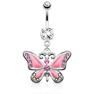 Belly Button Piercing Butterfly dangle Zirconia