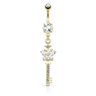 Belly Button Piercing Key dangle Zirconia