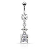 Belly Button Piercing Square Flower Zirconia dangle