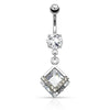 Belly Button Piercing Square dangle Zirconia