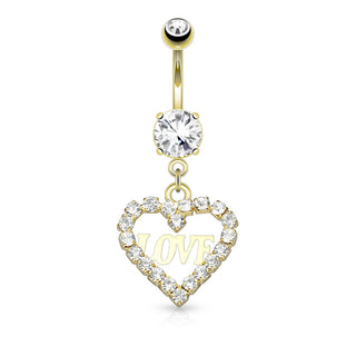 Belly Button Piercing Heart dangle Zirconia