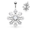 Belly Button Piercing Flower Zirconia