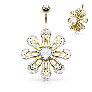 Bauchnabelpiercing Blume Zirkonia