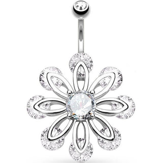 Bauchnabelpiercing Blume Zirkonia