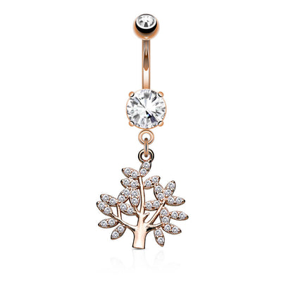 Belly Button Piercing Tree of Life dangle Zirconia