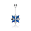 Belly Button Piercing Flower Zirconia Silver