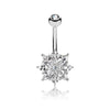 Belly Button Piercing Flower Zirconia Silver